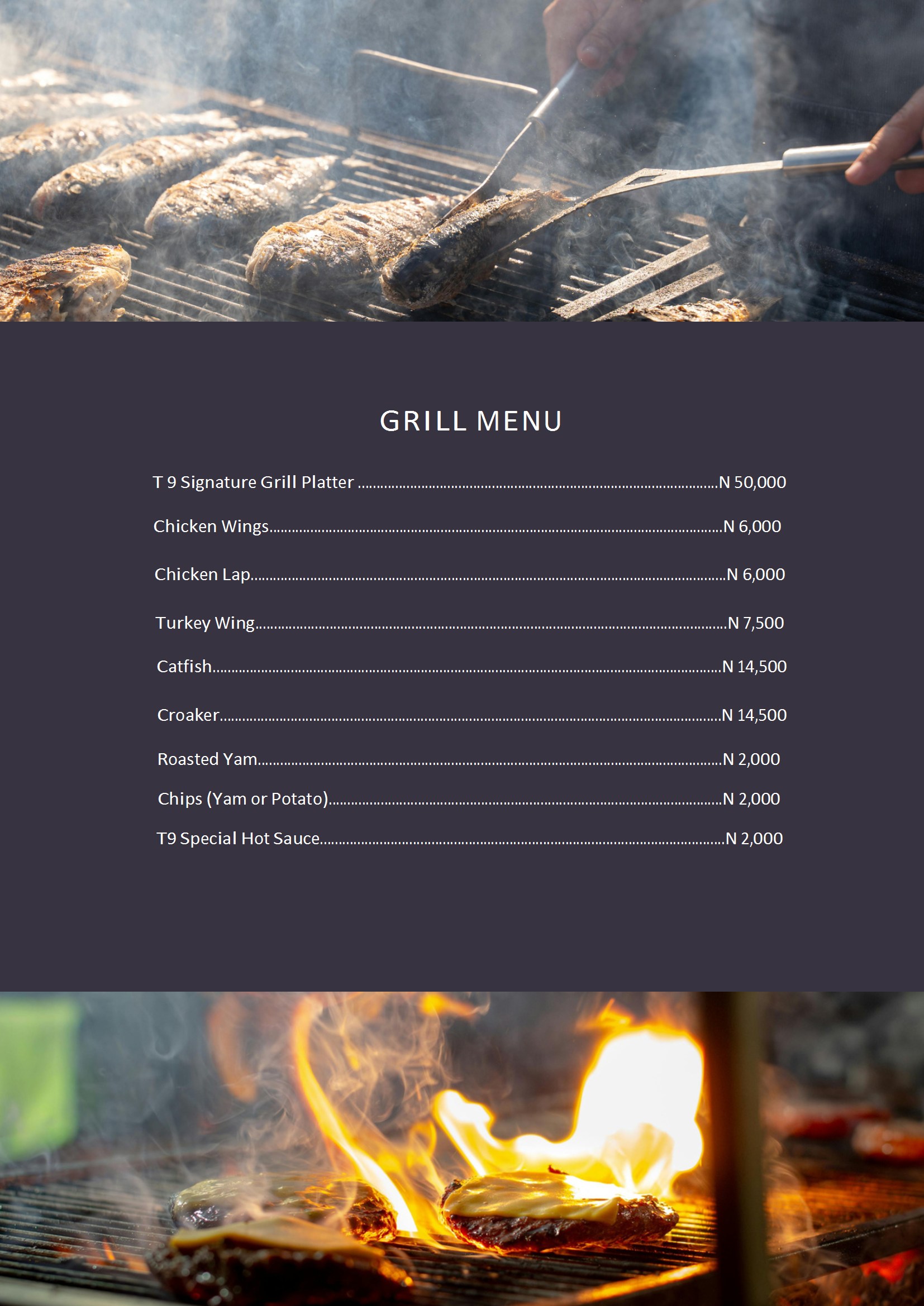 Grill Menu — visual preview